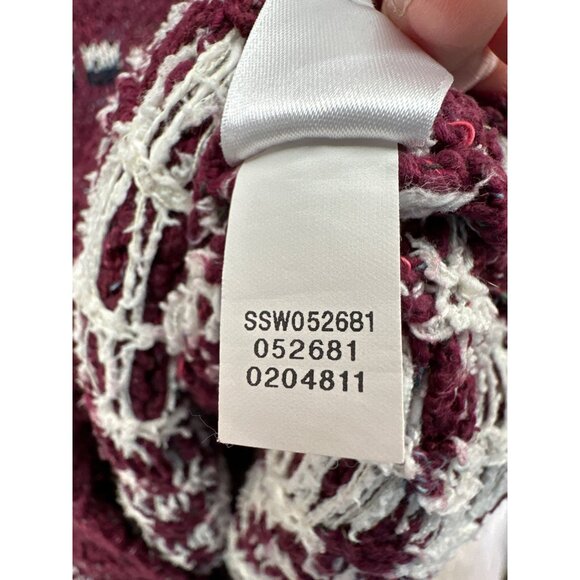 J.Jill Womens Cardigan Sz M Maroon Longline Boho Southwest Button Front Sweater - Picture 9 of 13